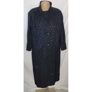 Vintage Vision Brand Women's Light Coat Triangle Taffeta Black Long Length Lined